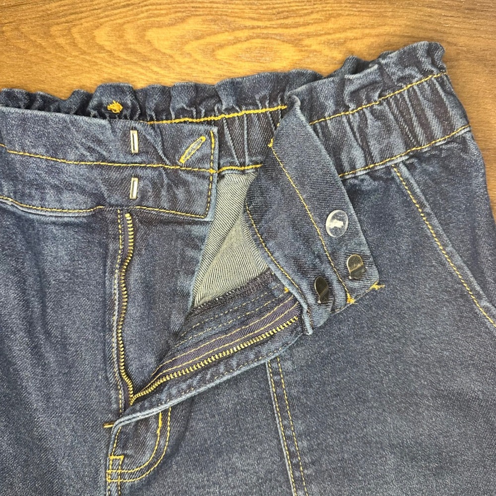 Time and Tru Women's Blue Denim Elastic Waist Wide Leg‎ Crop Jeans Size 14 - Picture 7 of 9